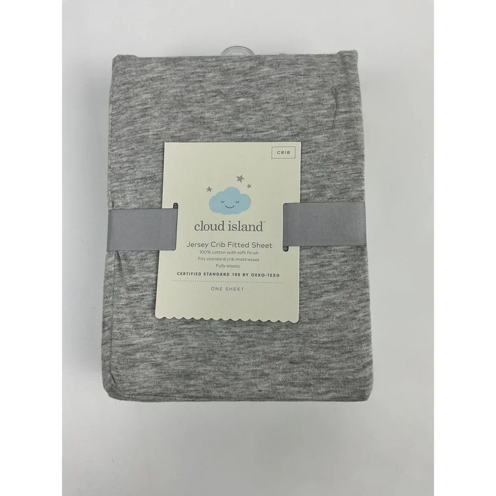 Cloud Island Gray Jersey Crib Fitted Sheet 100% Cotton OEKO-TEX 28x52 New